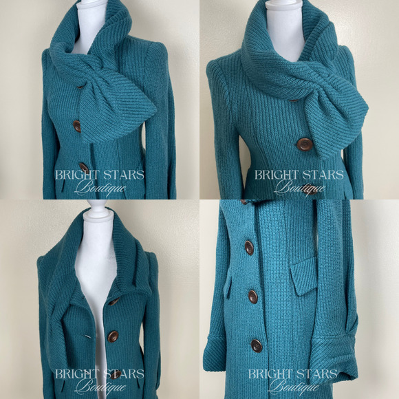Rare Kiss Me Bow Coat Teal Blue ASO Blair Waldorf Gossip Girl Jade Womens 4 - Picture 5 of 9